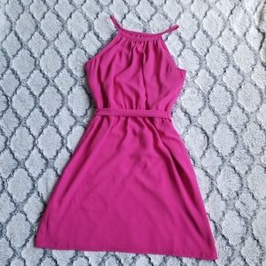 Pink Ann Taylor Braided Halter Dress